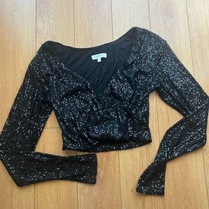 Better Be Black Sequin Crop Top
